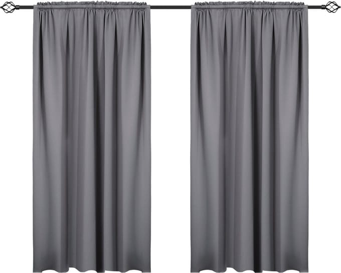 Gordijnen - Set van 2 - Grijs - Verduisterend - Fluweel - Plooiband - 168x229cm