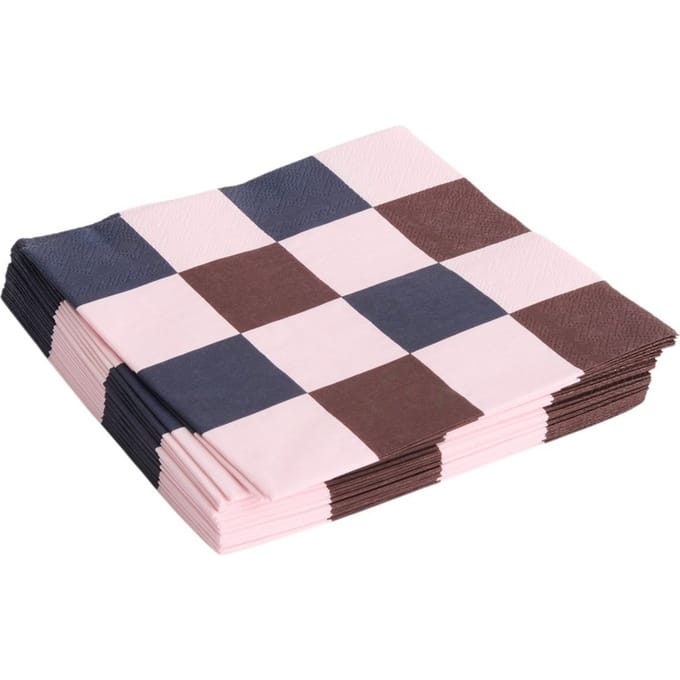 HAY Patroonverpakking van 20 servetten - light pink, bordeaux and black M check - Dinner