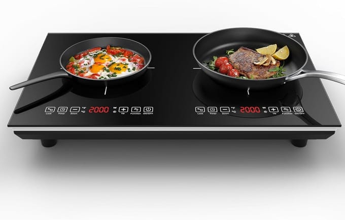 Dubbele Inductiekookplaat 4000W - Draagbaar met Sensor Touch, Timer en Kinderbeveiliging
