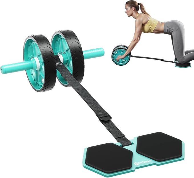 Double Speed Ab Roller met Terugslagmechanisme en Elastische Band voor Core Training Thuis