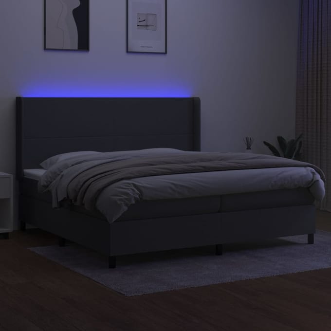 vidaXL - Boxspring - met - matras - stof - donkergrijs - 200x200 - cm