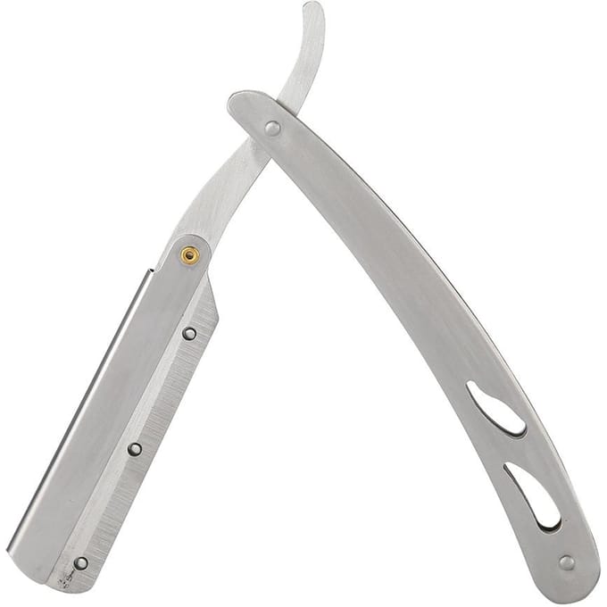 Rasoir de barbier en acier inoxydable droit pliant couteau à raser lame remplaçable (77) white