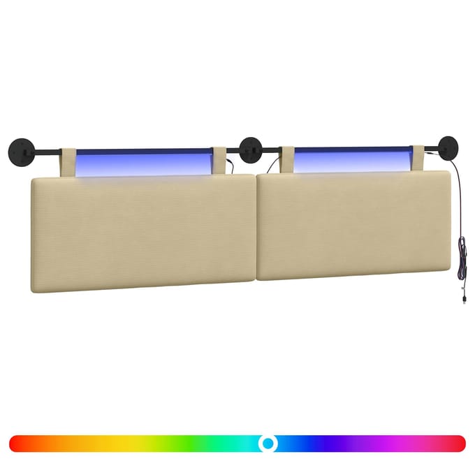 vidaXL - Hangend - hoofdbord - Lichtgroen - Grijs - Corduroy - stof