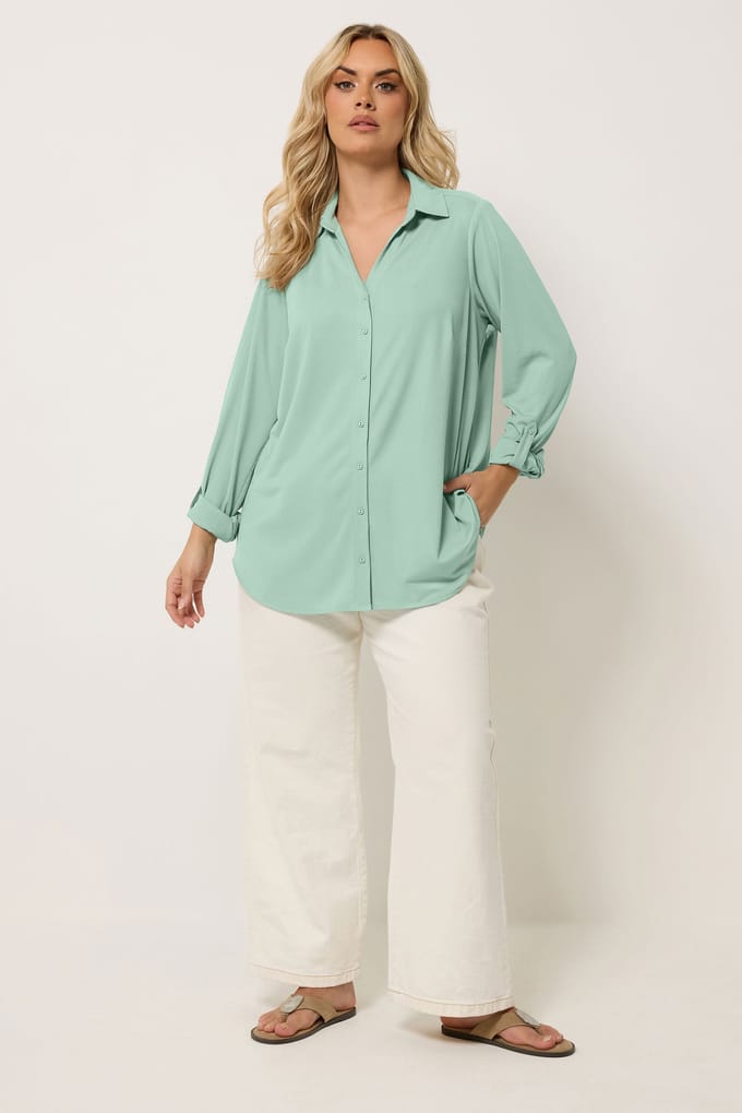 Yours Saliegroene Geribbelde Tshirt Size 58-60