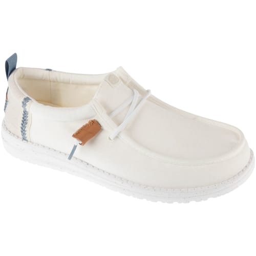 Hey Dude Wally Summer Linen - Mocassins - Wit/Grijs - Linnen - Maat 42