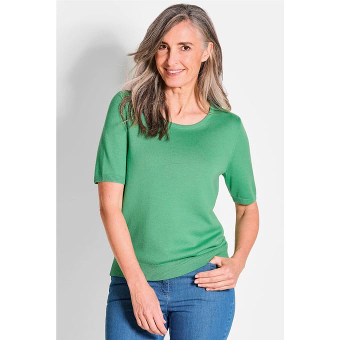 Tricot pullover van zuivere merinowol - groen - Gr. 24 van Goldner Fashion