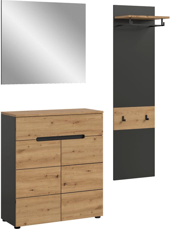 Canu garderobe opstelling C26 eiken decor, grijs.