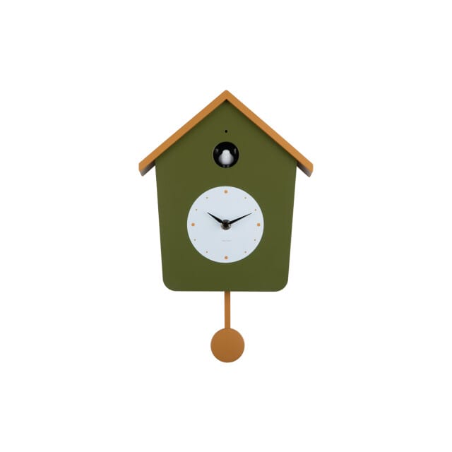Karlsson - Wandklok Cuckoo Light - Army green & ochre yellow