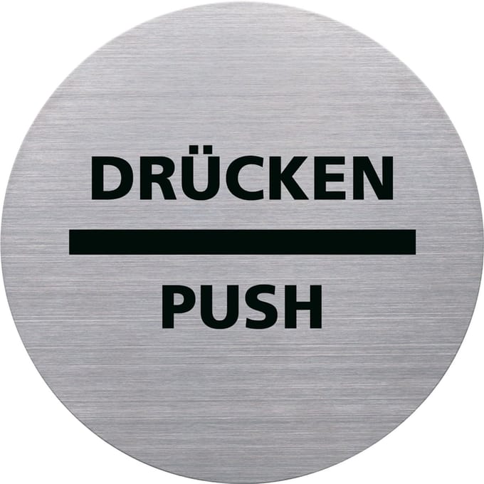 helit Piktogramm "de badge" ZIEHEN/PULL, rund, silber