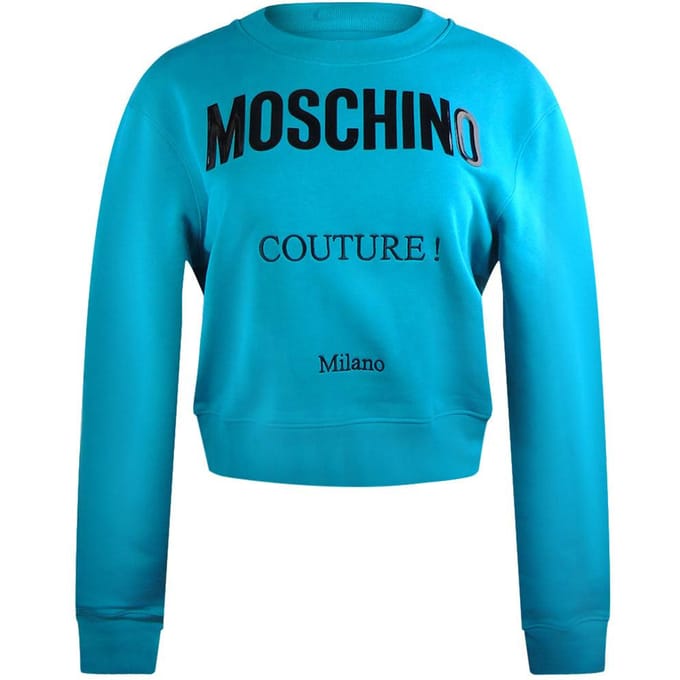 Moschino Uniseks Couture Logo Sweatshirt voor volwassenen (Turkooisblauw)