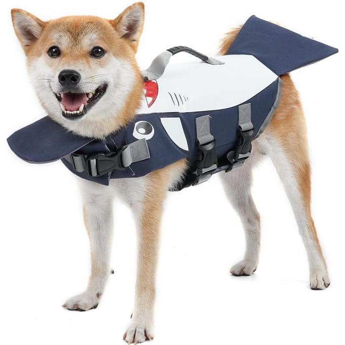 Honden Levensvest met Handvat Verstelbare Pasvorm Schattig Zwemvest M donkerblauwe kleur