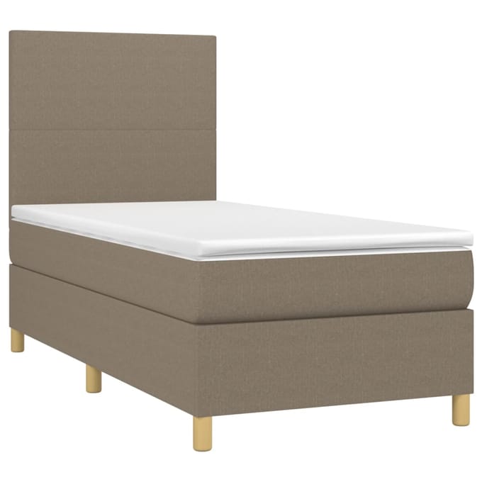 vidaXL - Boxspring - met - matras - en - LED - stof - taupe - 80x200 - cm