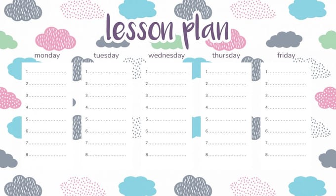 Wallvy Serie - Magnetisch Lessenplan - Pastelwolken - 30x17.5cm - Personaliseerbaar