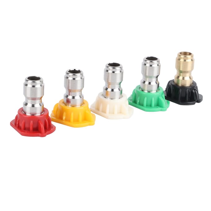 5 Stuks Hogedrukreiniging Spuitmondstuk Multihoek Sterke Waterafgifte Reinigingsgereedschap Straalmondstuk black