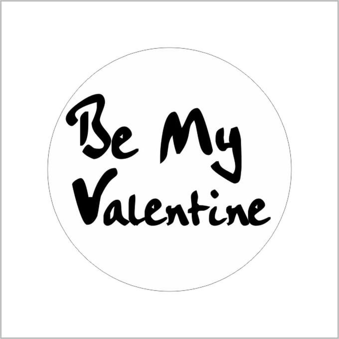 Sticker - "Be my valentine" - Etiketten - 39mm Rond - Wit/Zwart - 500 Stuks