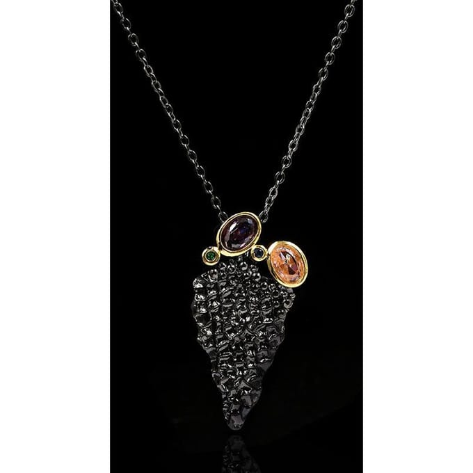 Europese en Amerikaanse Driehoekige Micro-intact Zirkoon Zwart Goud Hanger Mode Sieraden black