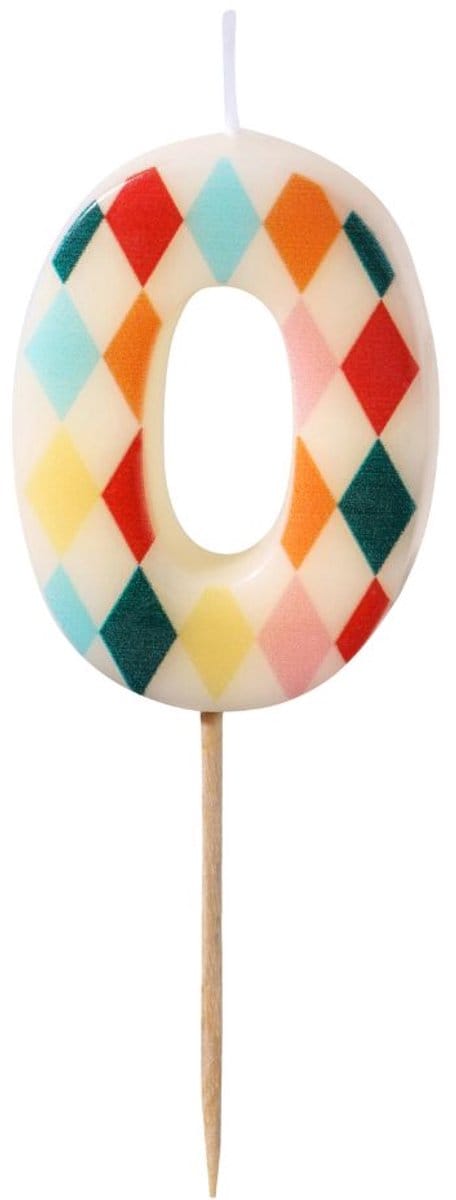 PartyDeco Cijferkaars 0 Ruitmotief 5,5cm