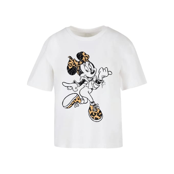 Merchcode Minnie Mouse - Leo Dames Tshirt - XXL - Wit