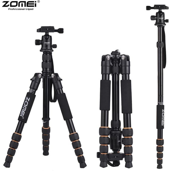 ZOMEI Q666 59 inch compacte reis draagbare aluminium camera statief monopod met balhoofd / black
