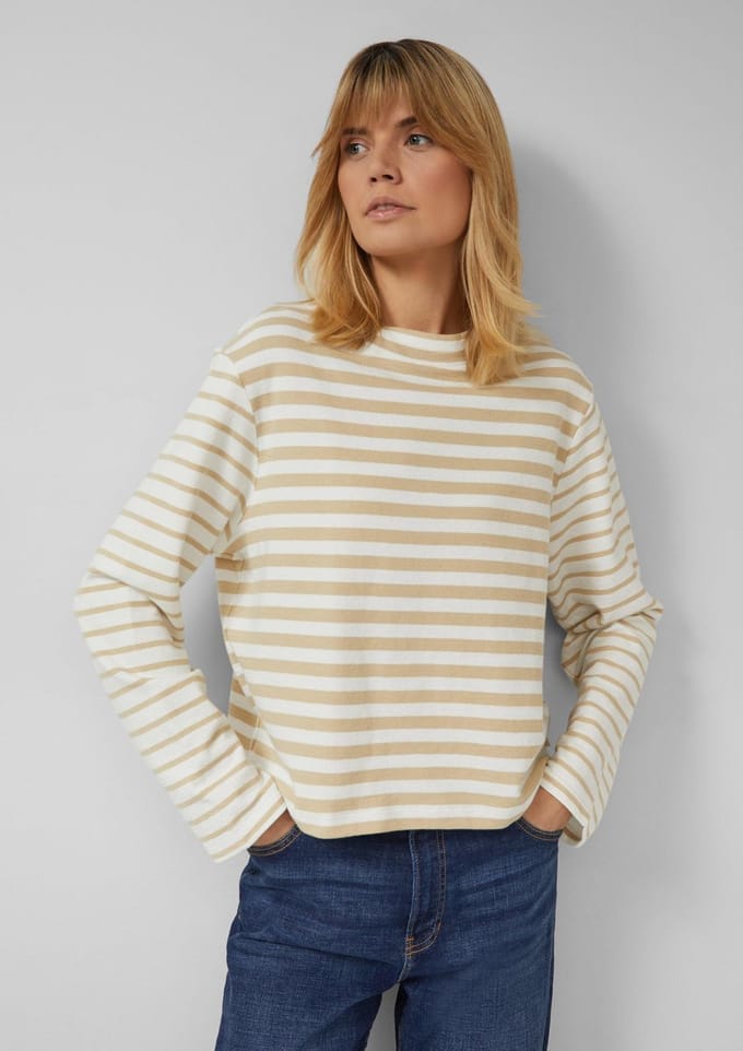 s.Oliver - female - Gestreept jersey sweatshirt met een ronde halslijn