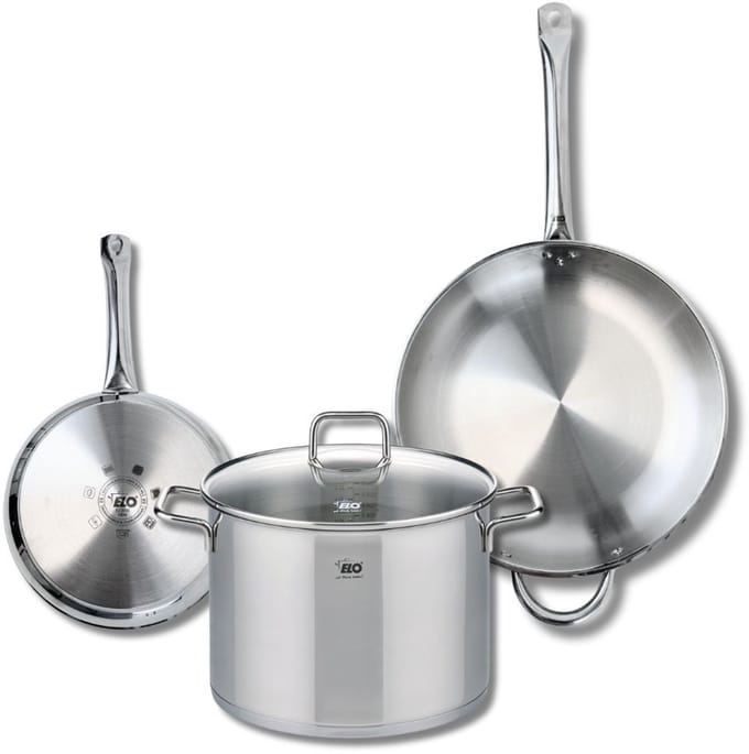 Set van 2 Koekenpannen 24 en 32 cm en 1 braadpan 26 cm Elo Profi Citrin