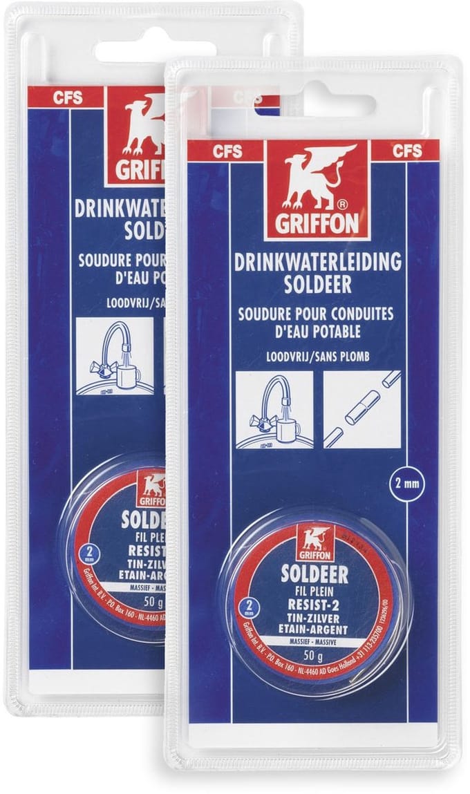 Griffon 1230733 Soldeerdraad - drinkwatersoldeer - tin - drinkwater - 96.5/3.5 - 2 stuks