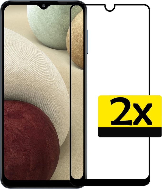 Screenprotector - Geschikt voor Samsung Galaxy A12 - 2 Stuks - Full Cover - Beschermglas - Gehard Glas - Tempered Glass - Screen Protector