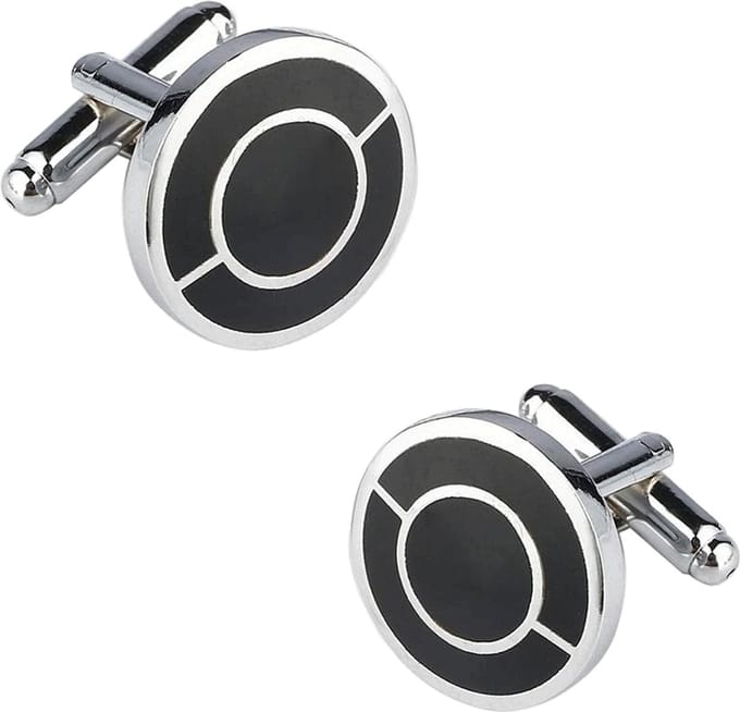 Fako Bijoux - Manchetknopen Rond - Zwart - Halfom - 18mm - Zilverkleurig