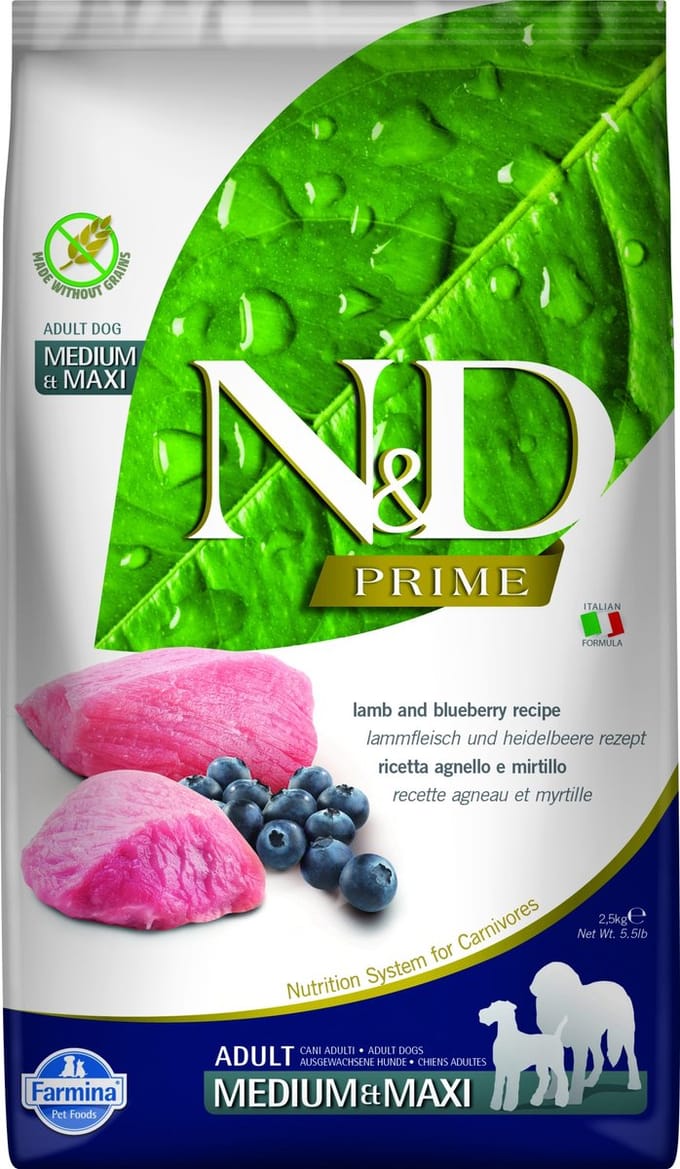 Farmina N&D Prime Adult Medium & Maxi - Lamb and Blueberry - 2,5 kg