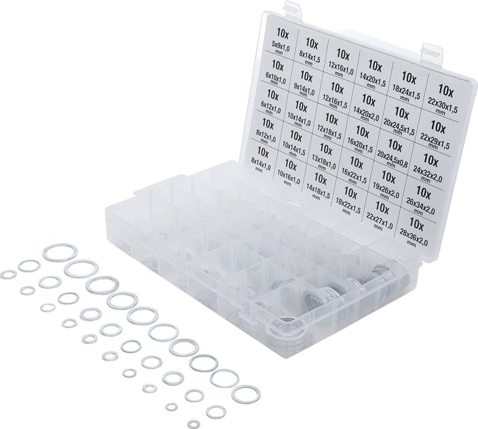 BGS 8143 - Assortiment de joints d’étanchéité | aluminium | 300 pièces