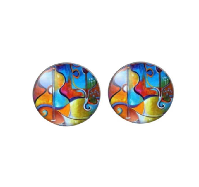 Oorbellen Rivka- gekleurd- steker 1.2 cm- rood- Charme Bijoux