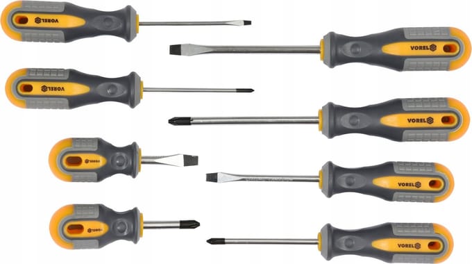 Vorel - Schroevendraaier Set - 8-delig - Ergonomische Handgrepen - CrV Staal