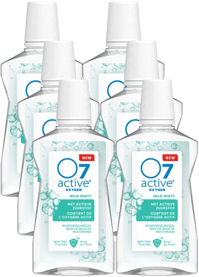 O7 Active Mondspoelmiddel Mild Mint - 6 x 500 ml - Voordeelverpakking