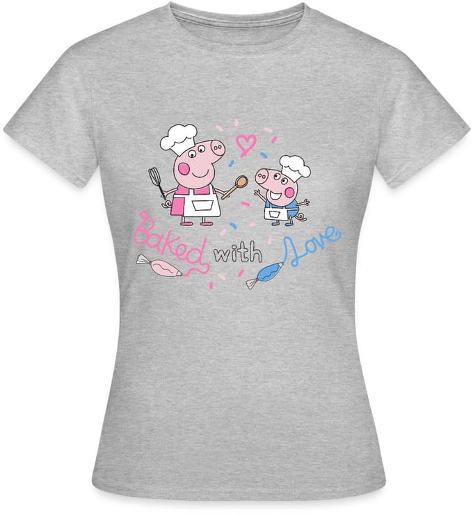 Peppa Pig Design Baked With Love T-Shirt Dames