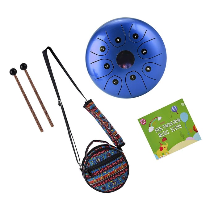 Mini tambour à langue en acier de 5.5 pouces, 8 Notes, CKey Handpan, tambour de poche en acier, Percussion bleu