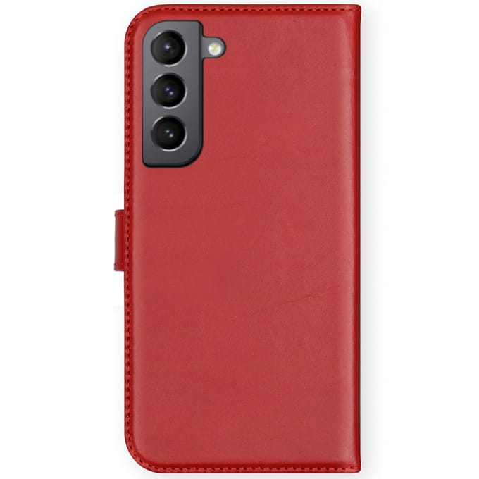 Selencia Hoesje - Geschikt voor Samsung Galaxy S21 FE - Echt Lederen Bookcase - Rood