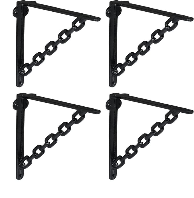 plankdrager - set van 4 - 22 cm - gietijzer - industrieel - zwart