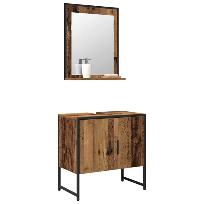 vidaXL Badkamermeubel Set Wandgemonteerd 2 pcs Bruin Bewerkt hout