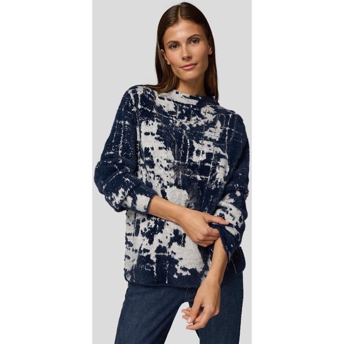 Pullover van pluisgaren met glitterdetails - blauw / gebroken wit - Gr. 48 van Goldner Fashion