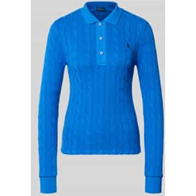 Gebreide pullover met kabelpatroon en polokraag