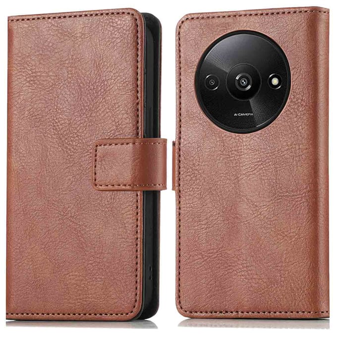 imoshion Hoesje - Geschikt voor Xiaomi Redmi A3 - Luxe Bookcase - Bruin