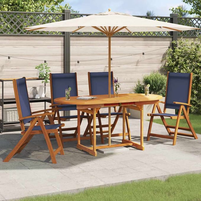 vidaXL - Klapstoelen - 4 - stuks - van - massief - acaciahout - en - textilene