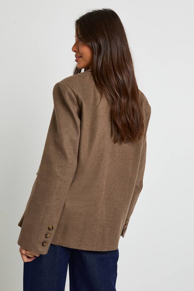 boohoo Dames Wollen oversized getailleerde blazer | Mokka | Maat: 36