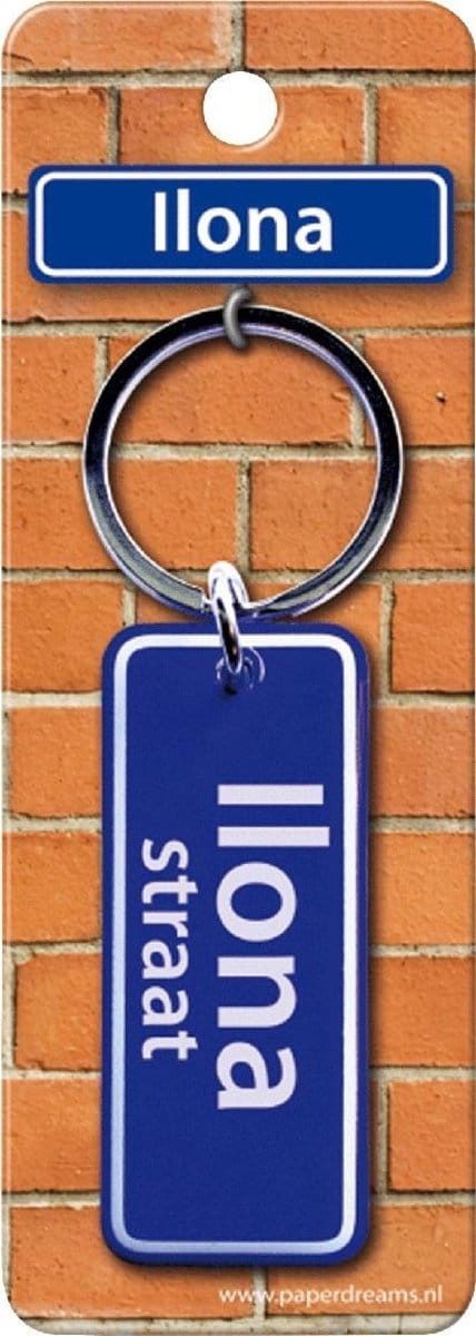 Paper Dreams Sleutelhanger Straatnaam Ilona 9 Cm Staal Blauw