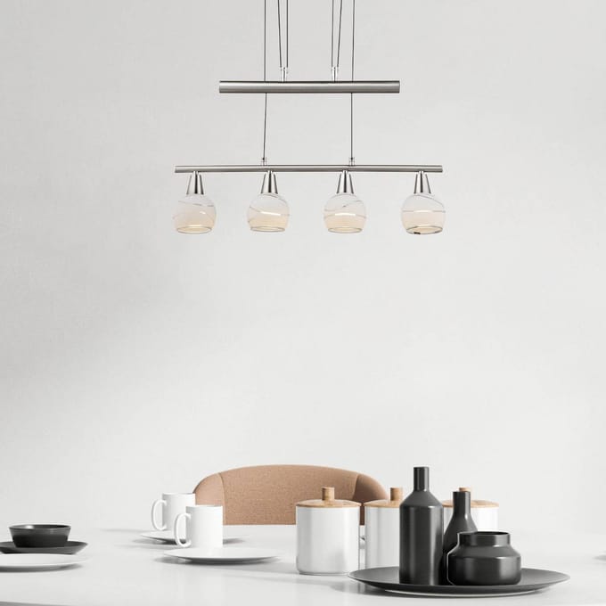 Globo - hanglamp - Elliott - nikkel - metaal - grote eettafellamp - E14_LED - 54341-4Z