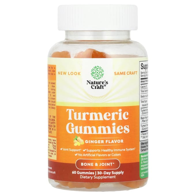 Nature's Craft, gommes au curcuma, gingembre, 60 gommes