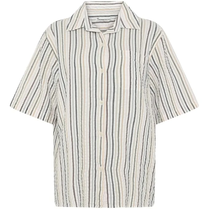 Dameshemd KnowledgeCotton Apparel Loose Seersucker