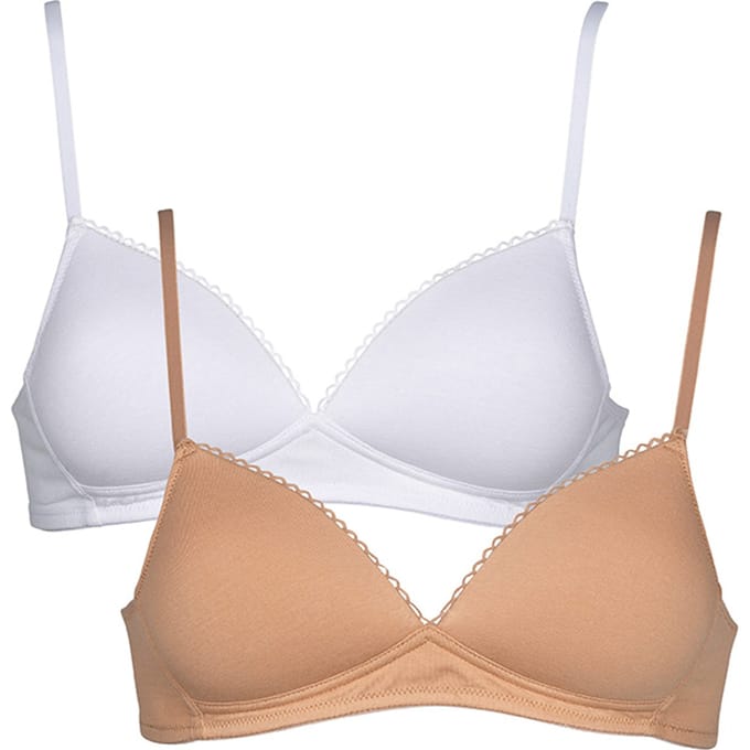 My Basic - Comfy witte en poederkleurige katoenen bh's zonder beugel