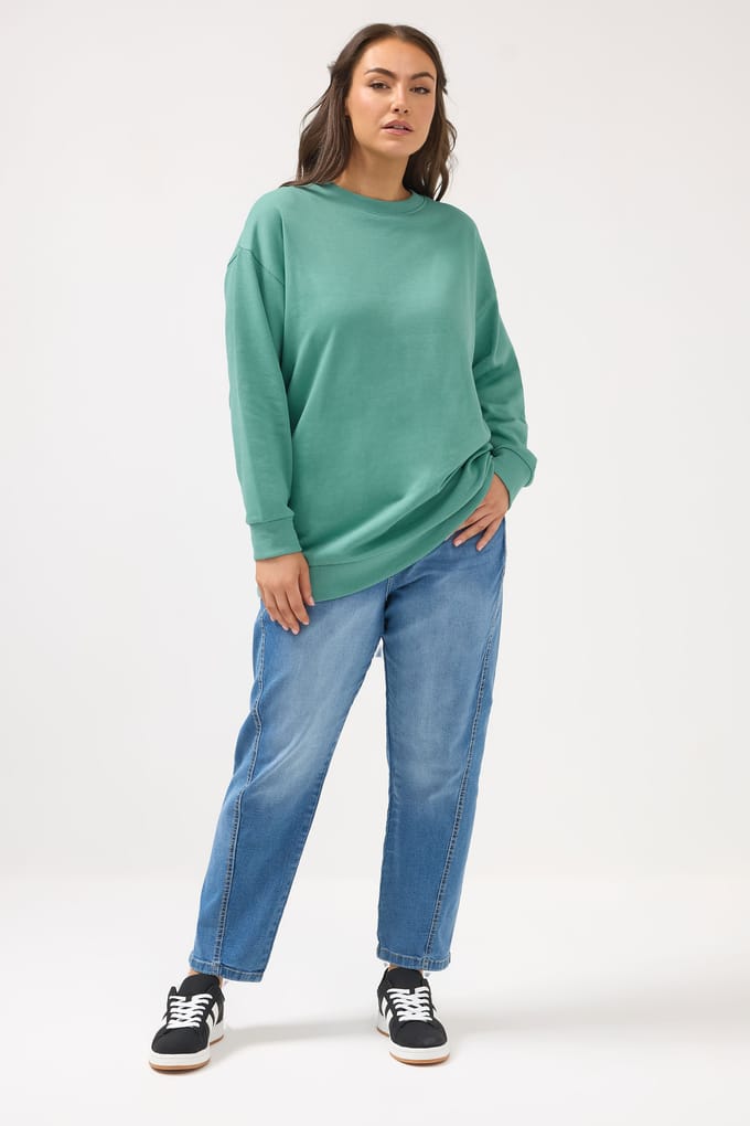 Yours Tealblauw Sweatshirt Met Ronde Hals Size 46