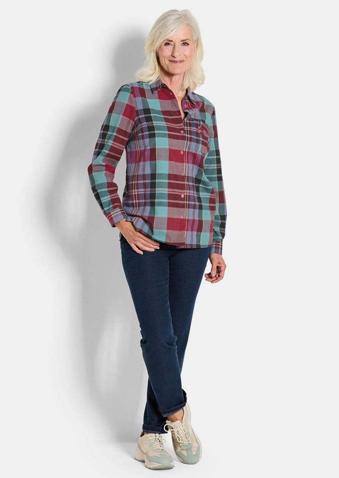Blouse - rood / gedess. - Gr. 20 van Goldner Fashion